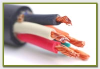 multi coloured copper wires coming out of a cable