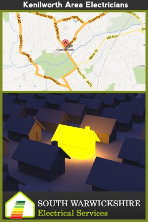 map of the kenilworth area - brightly lit house amongst houses with no lighting
