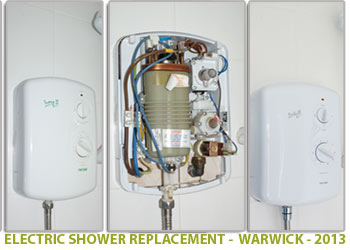 replacement of a faulty electric shower in warwick