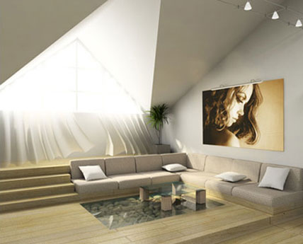 living room with light shining in